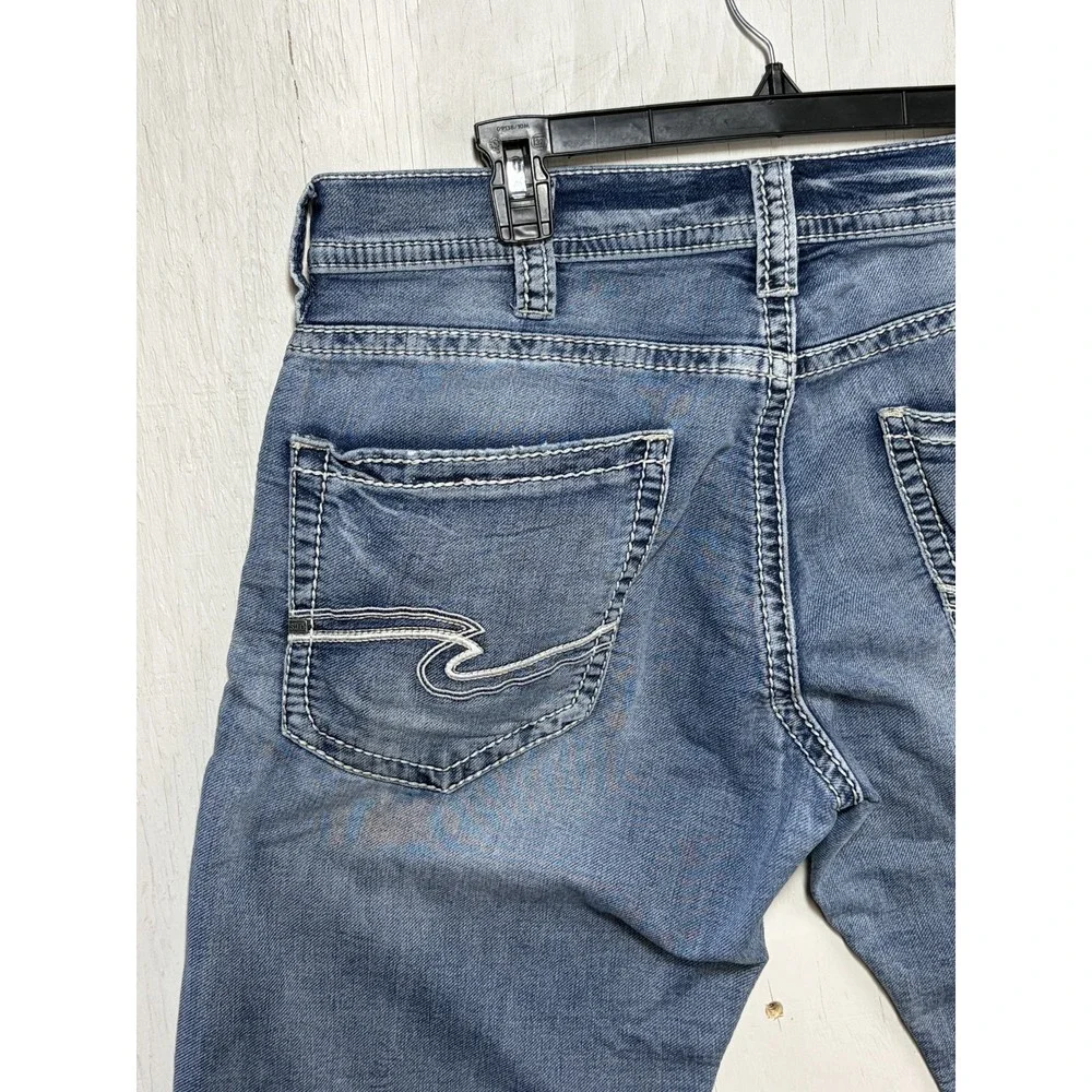 Mens SILVER ZAC Jeans Blue Cotton Blend Stretch Denim Pants Size 36x34
